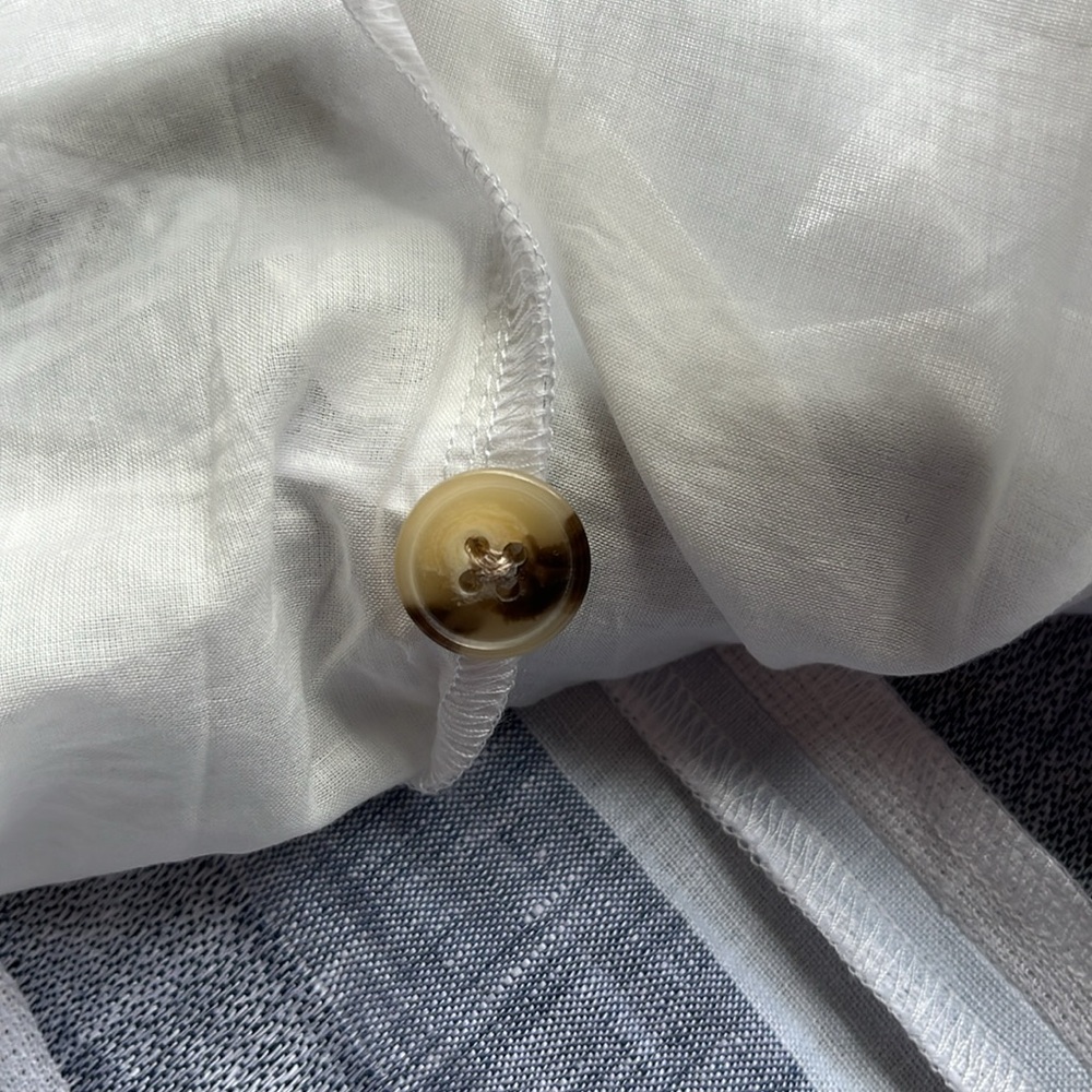 J.Crew Point Sur Button-front linen midi dress in faded indigo stripe size 10 - Picture 8 of 11